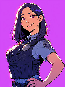 漂亮的职业漂亮的卡通女警察插画