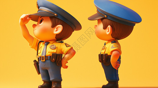 可爱帅气卡通警察背景图片
