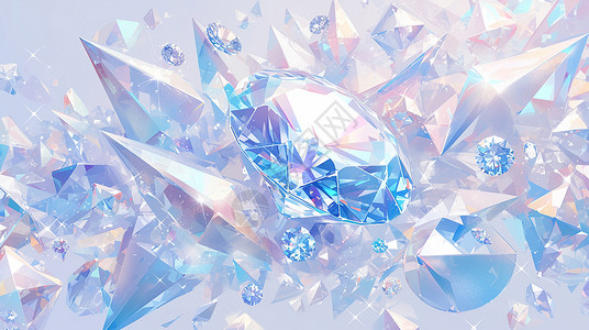 钻石闪耀华丽闪耀的卡通钻石插画