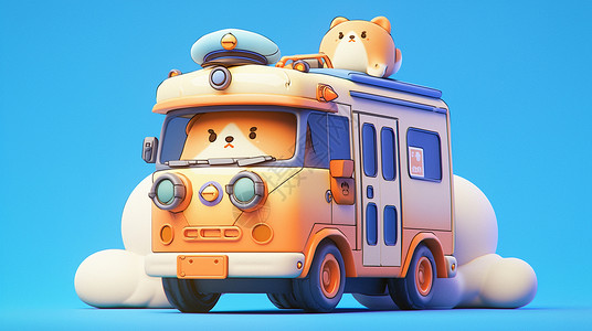玩具车图片可爱的卡通公交车插画