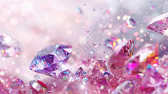 钻石素材背景璀璨华丽水晶钻石卡通背景插画