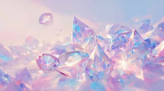 钻石保养璀璨水晶钻石卡通背景插画