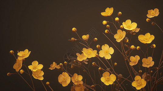 盛开的金黄色卡通花朵背景图片