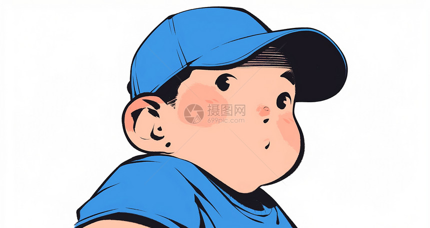 棒球帽可爱的卡通小男孩图片