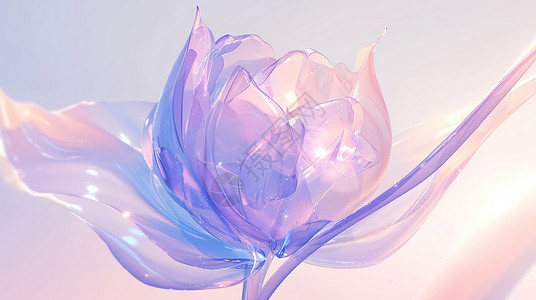 紫色调透明花瓣的超现实卡通花朵背景图片
