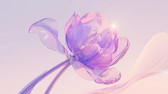 优雅紫色透明卡通花朵背景图片