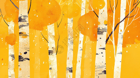 苏达林扁平风唯美的卡通桦树林插画