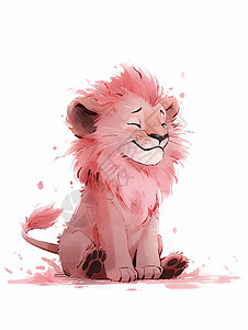 粉色毛发可爱的卡通小狮子背景图片