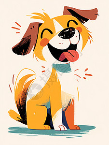 扁平风可爱的卡通小狗背景图片