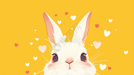一只可爱的卡通小白兔头像背景图片
