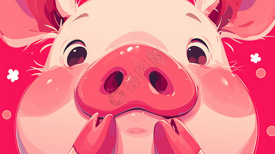 可爱的卡通小猪正面插画背景图片