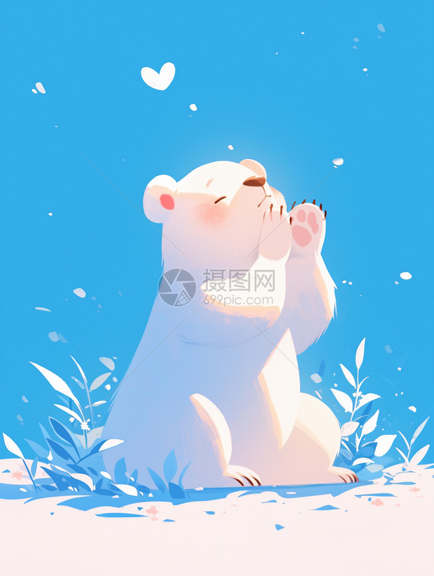 肥胖可爱的白色卡通北极熊图片