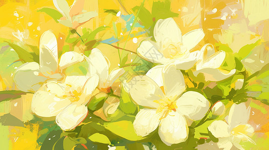 一簇白色花朵一簇盛开漂亮的卡通白色小花插画