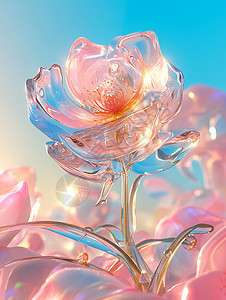 透明花瓣唯美的卡通花朵背景图片