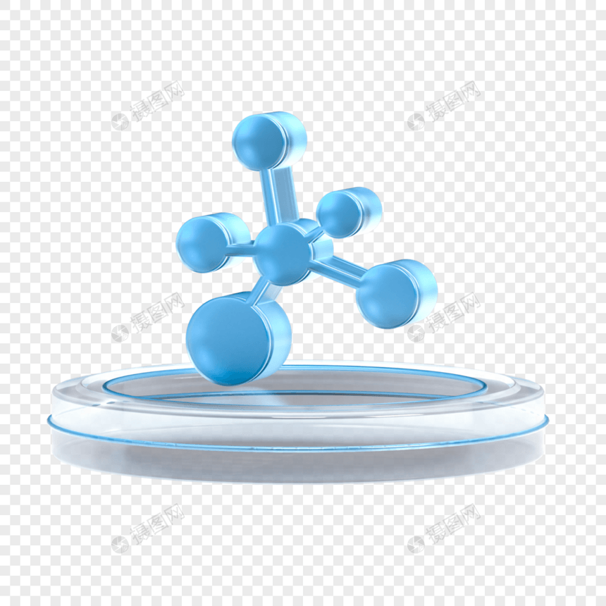 C4D立体渐变玻璃教育图标-生物分子图片