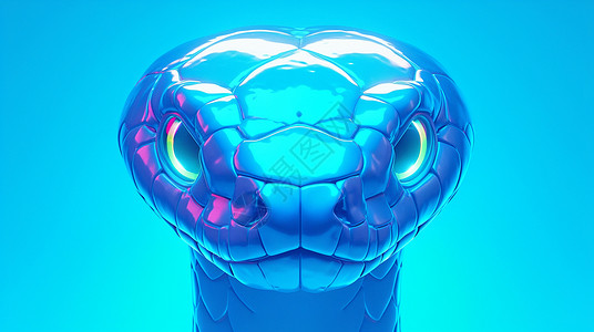 蓝色科幻立体的卡通蛇背景图片