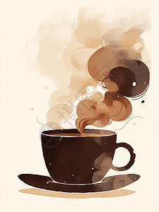 热气腾腾的卡通咖啡背景图片