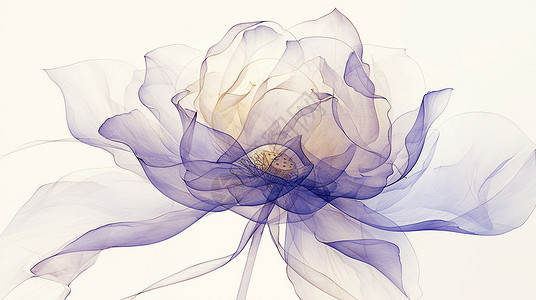 盛开透明花瓣卡通牡丹花背景图片