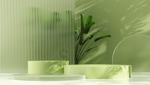 小清新植物绿萝C4D春日电商展台背景设计图片