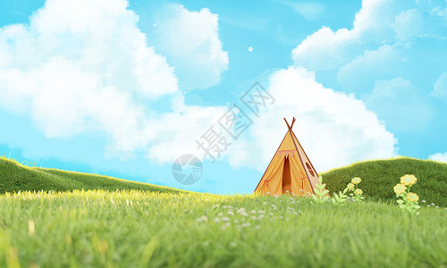 帐篷顶3D春天场景设计图片