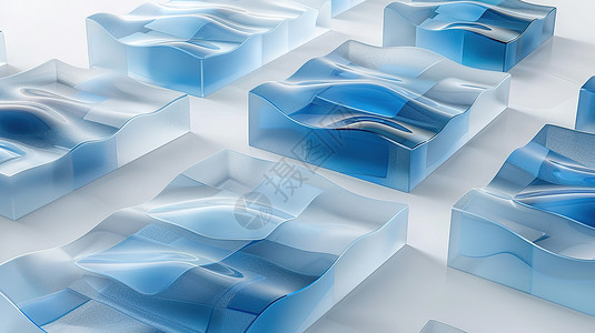 科技感平台科技感的3D透明起伏的方形平台插画