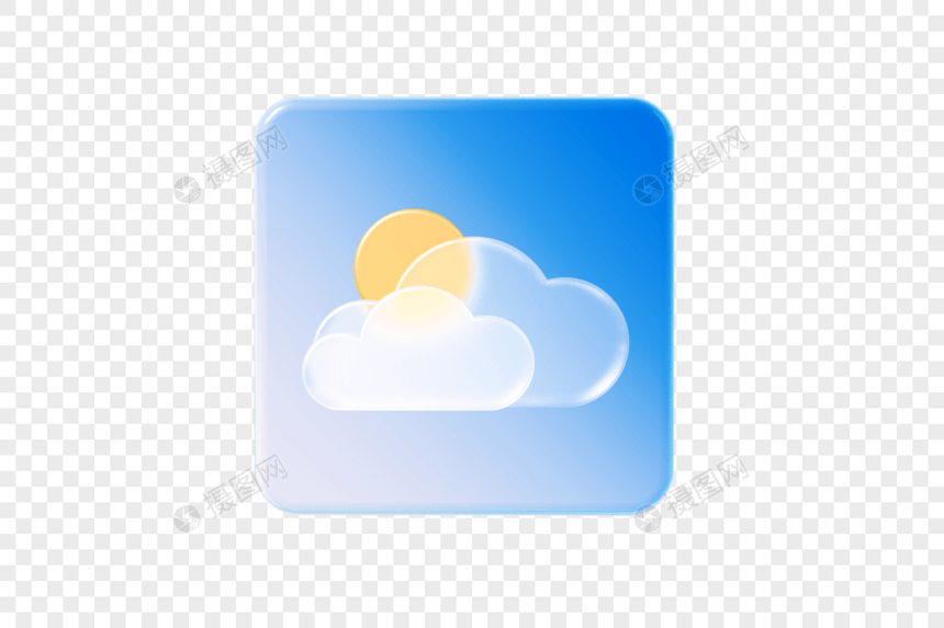 多云磨砂玻璃风格天气图标图片