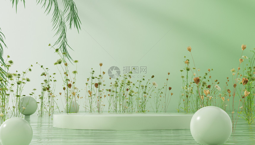 C4D植物光影展台背景图片