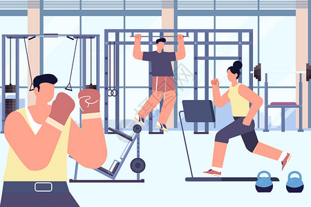 锻炼身体图片健身房锻炼身体插画插画