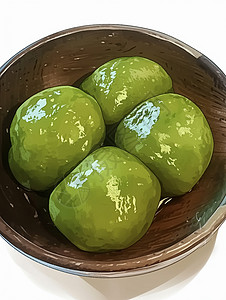 一大碗绿色美味的清明节传统美食青团背景图片