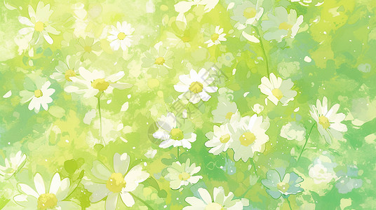 春天盛开的梦幻卡通小雏菊背景图片