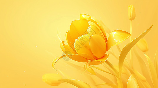 黄色郁金香动图黄色唯美的卡通郁金香花插画