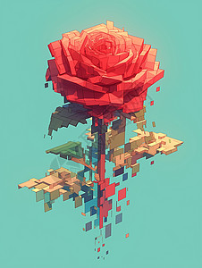 马赛克风卡通玫瑰花背景图片