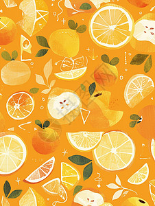 美味诱人的卡通橙子背景背景图片