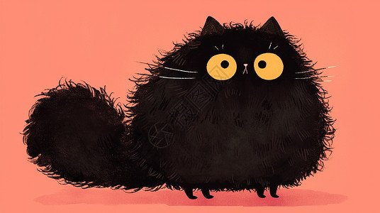 黑色眼睛黑色大眼睛可爱的卡通小黑猫插画