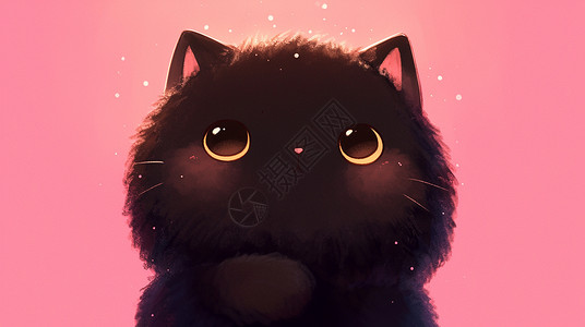 黑色眼睛一只可爱的黑色大眼睛卡通小黑猫插画