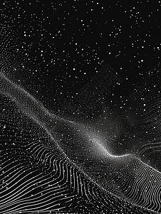 黑色科幻素材黑色抽粒子线条抽象酷酷的抽象卡通背景插画