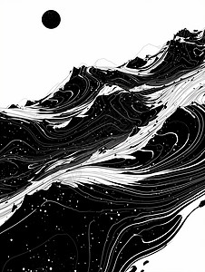 黑色粒子线条抽象卡通背景插画