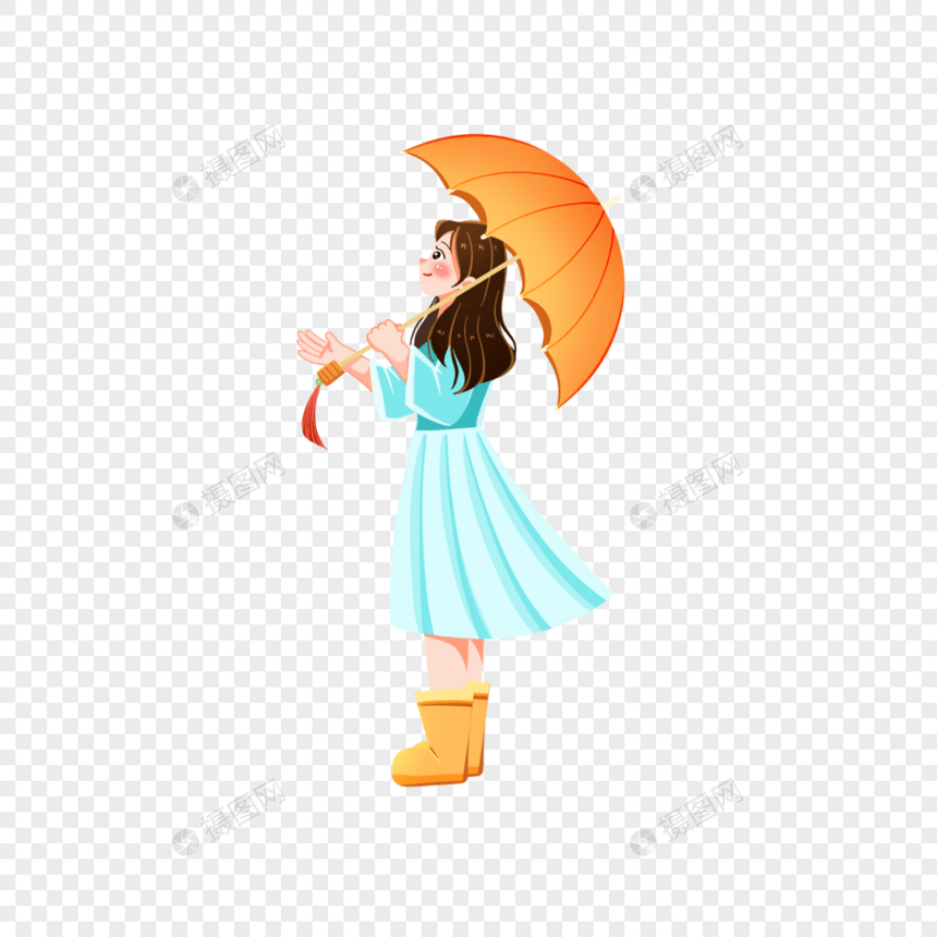 女孩打伞图片