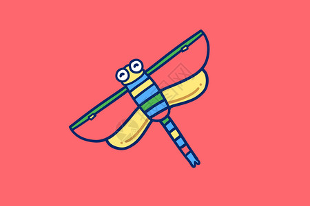 蜻蜓风筝卡通蜻蜓形状风筝插画