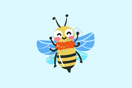 蜜蜂春天手绘卡通手账贴纸素材微笑蜜蜂插画