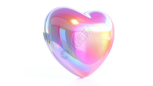 心形形状3D爱心彩虹色图标插画