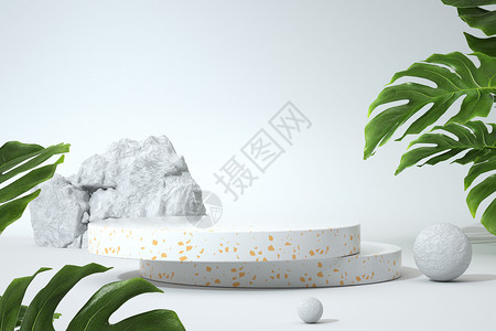 龟背竹装饰画植物展台背景设计图片