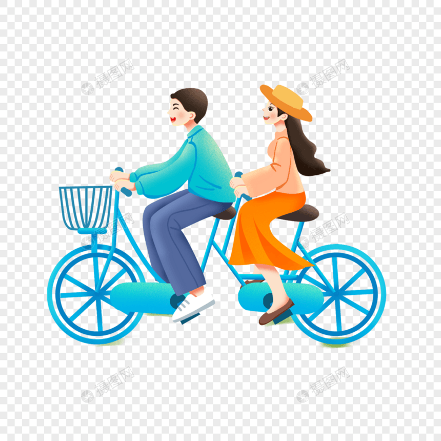 骑车出行的情侣图片