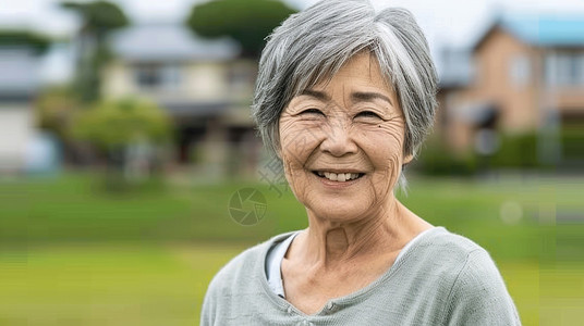 中老年女性花白头发面带微笑慈眉善目的老奶奶插画