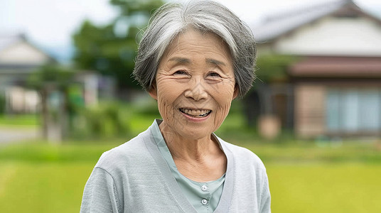 中老年女人花白头发面带微笑慈眉善目的老奶奶插画