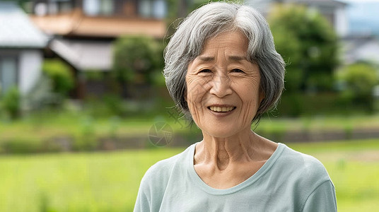 花白头发面带微笑慈眉善目的老奶奶插画