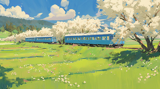 在野外行驶的火车背景图片