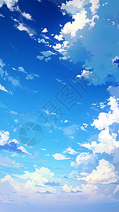 天空中的梅花湛蓝色美丽的卡通天空中飘着几朵白云插画