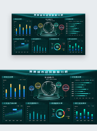 经济方向经济类数据可视化大屏设计驾驶舱设计web端UI设计界面模板