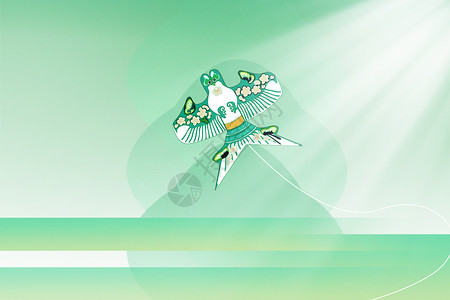 喜鹊风筝中式春色背景设计图片